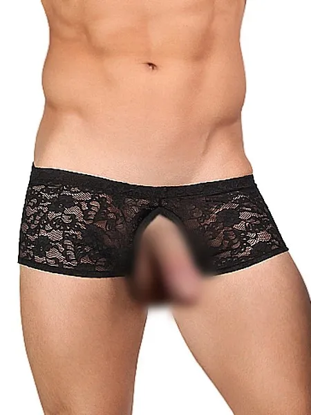 Male Power Stretch Lace: Ouvertpant, schwarz (L/XL) Male Power Stretch Lace: Ouvertpant, schwarz (L/XL)