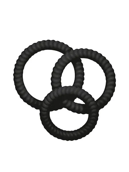 Lust-Trio: Penisringe-Set, schwarz Lust-Trio: Penisringe-Set, schwarz