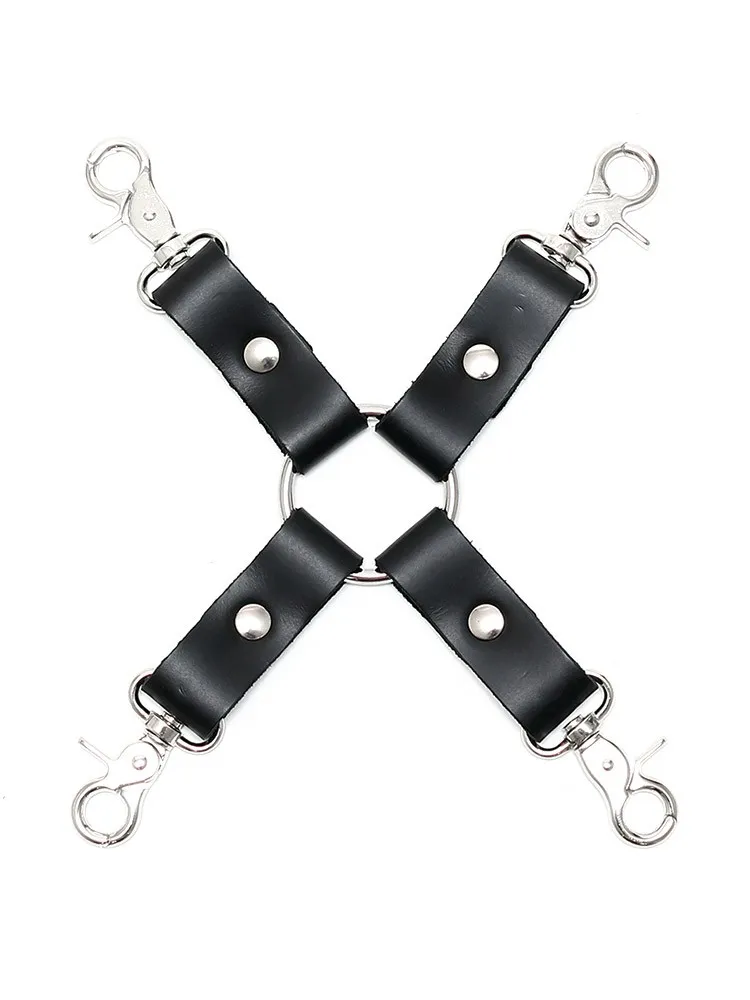 Leder-Hogtie-Fesselkreuz, schwarz Leder-Hogtie-Fesselkreuz, schwarz