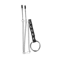 Blue Line Cock Ring with Nipple Tweezers: Penisring mit Nippelklemmen, silber Blue Line Cock Ring with Nipple Tweezers: Penisring mit Nippelklemmen, silber