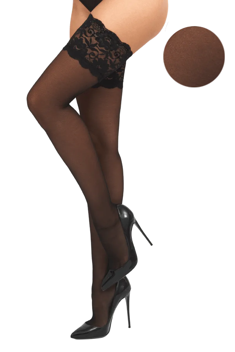 schwarze Strümpfe mit breitem Spitzenbund schwarze Strümpfe mit breitem Spitzenbund