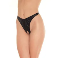 Leder-Ouvertslip, schwarz (One Size) Leder-Ouvertslip, schwarz (One Size)