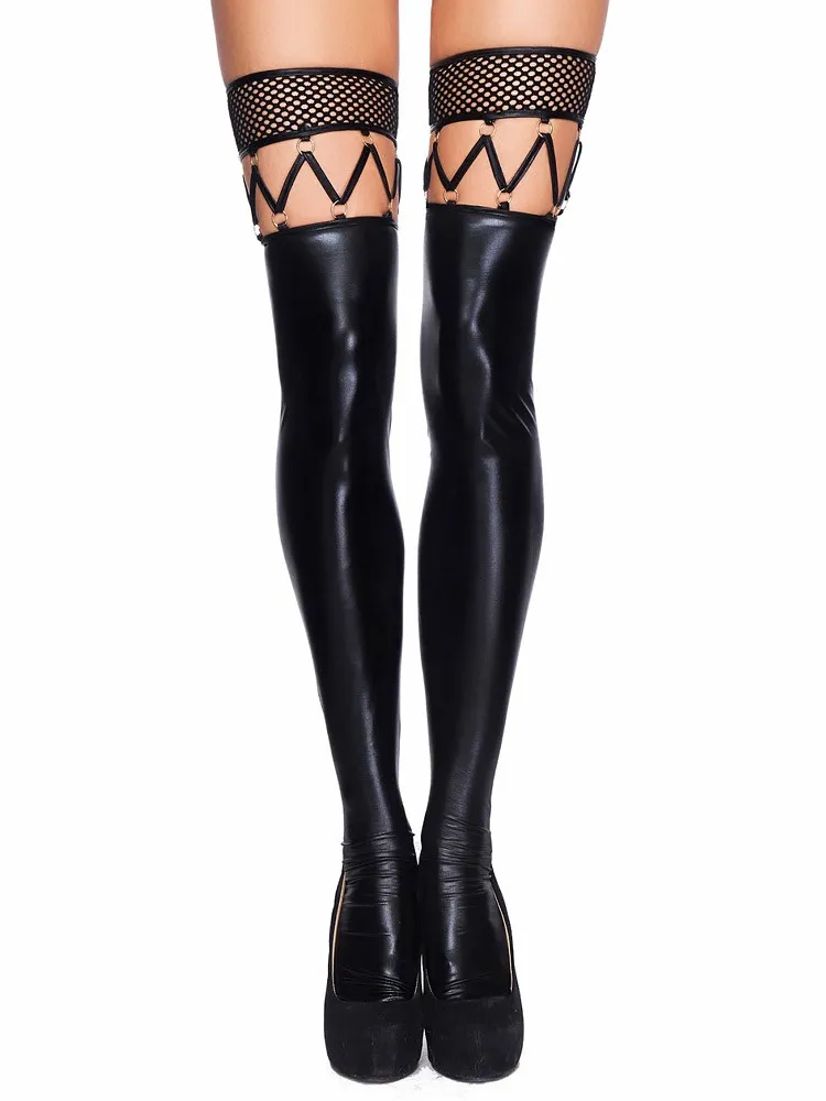 7-Heaven Wetlook-Strapsstrümpfe: Marica, schwarz (L/XL) 7-Heaven Wetlook-Strapsstrümpfe: Marica, schwarz (L/XL)