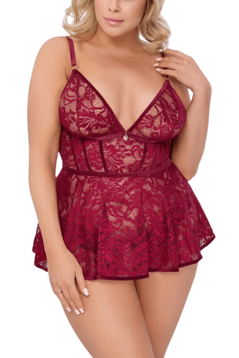 Babydoll-Set in rot ouvert Plus Size Babydoll-Set in rot ouvert Plus Size