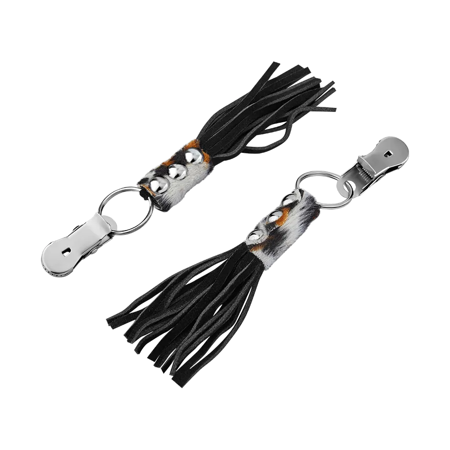 Nippelklemmen mit Leder-Quasten Nippelklemmen mit Leder-Quasten
