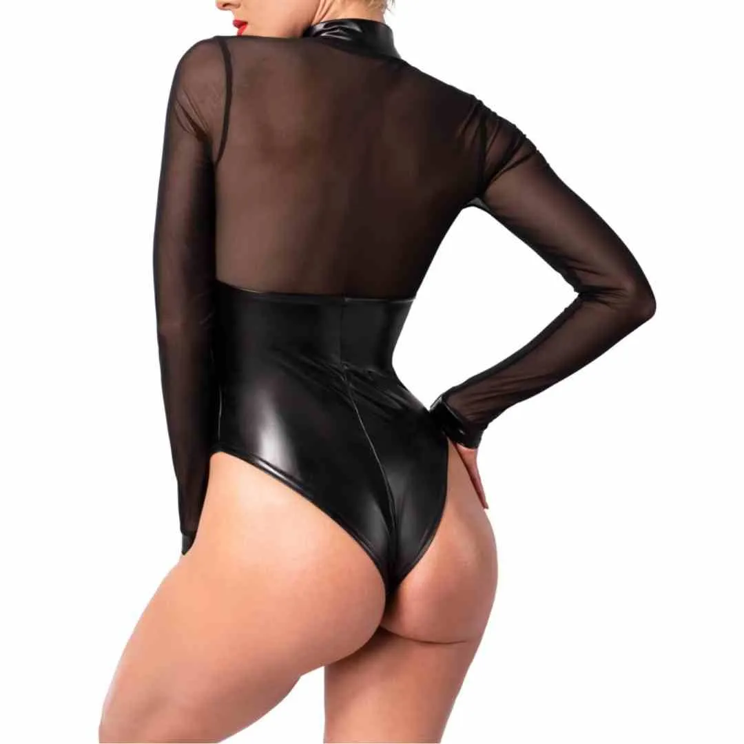 Langarm-Body im edlen Material-Mix – Bild 3