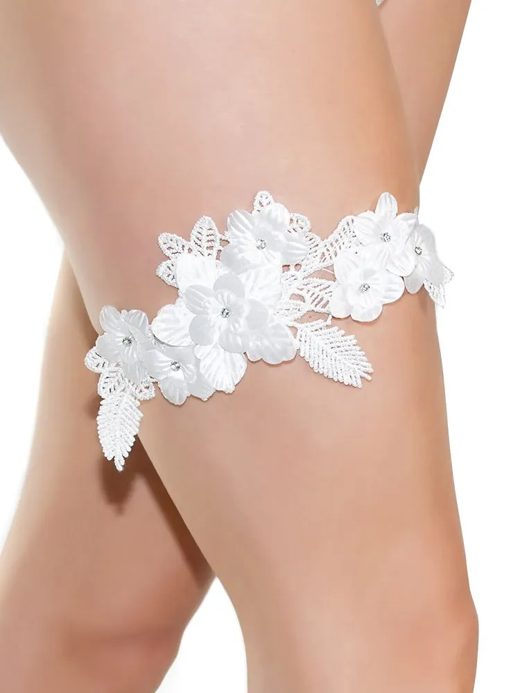 Coquette Strumpfband: Bouquet of Flowers, weiß (One Size) Coquette Strumpfband: Bouquet of Flowers, weiß (One Size)