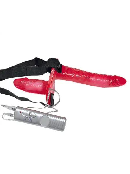 Bad Kitty Doppel-Strap-On Vibrator, rot Bad Kitty Doppel-Strap-On Vibrator, rot