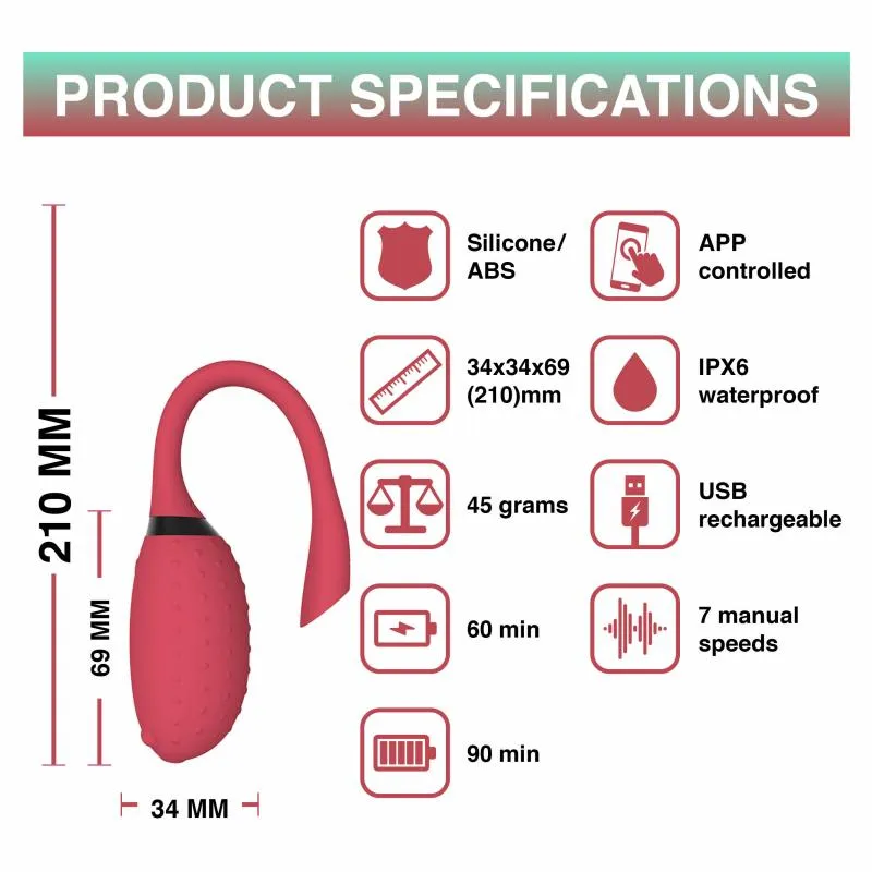 Magic Motion - Fugu Smart tragbarer Vibrator - Rot – Bild 3
