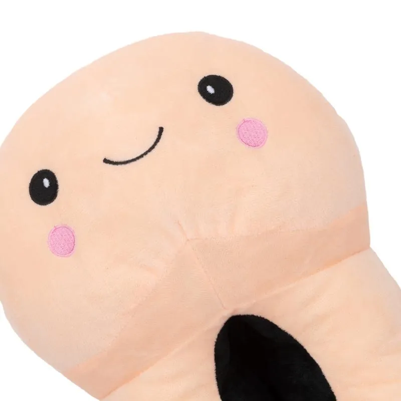 Penisförmige Hausschuhe mit Smiley-Gesicht - Beige – Bild 5