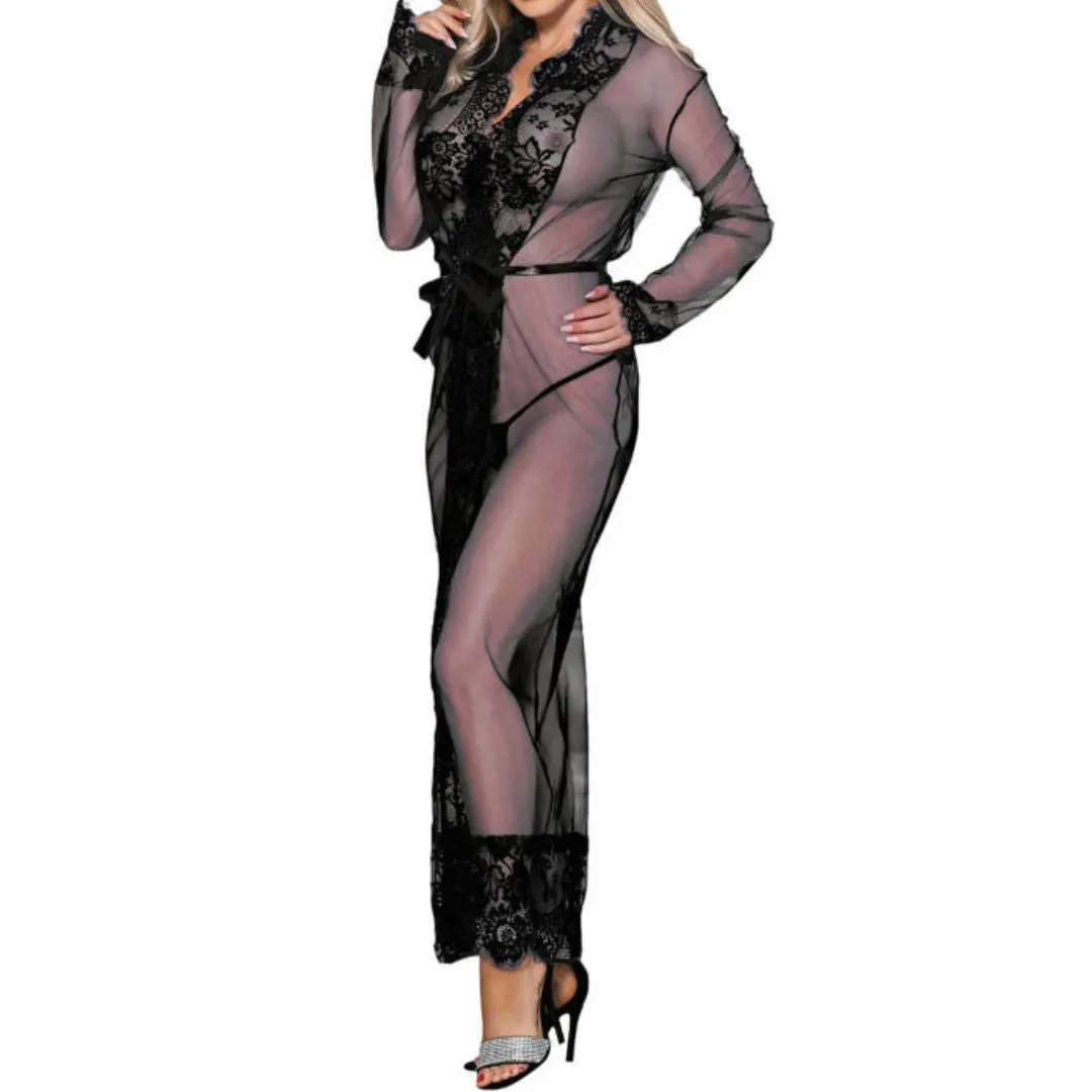 Transparenter Kimono aus Netz und Spitze – Bild 4