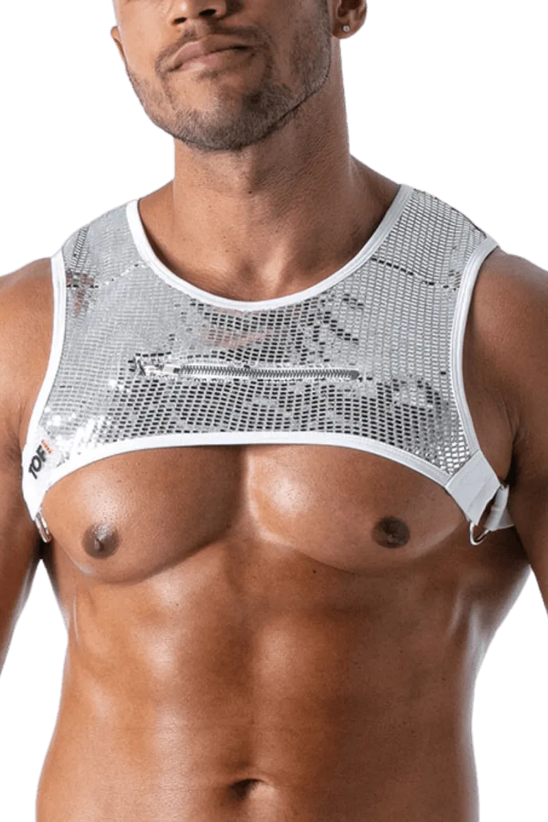 Herren Brust Harness weiß silber Herren Brust Harness weiß silber