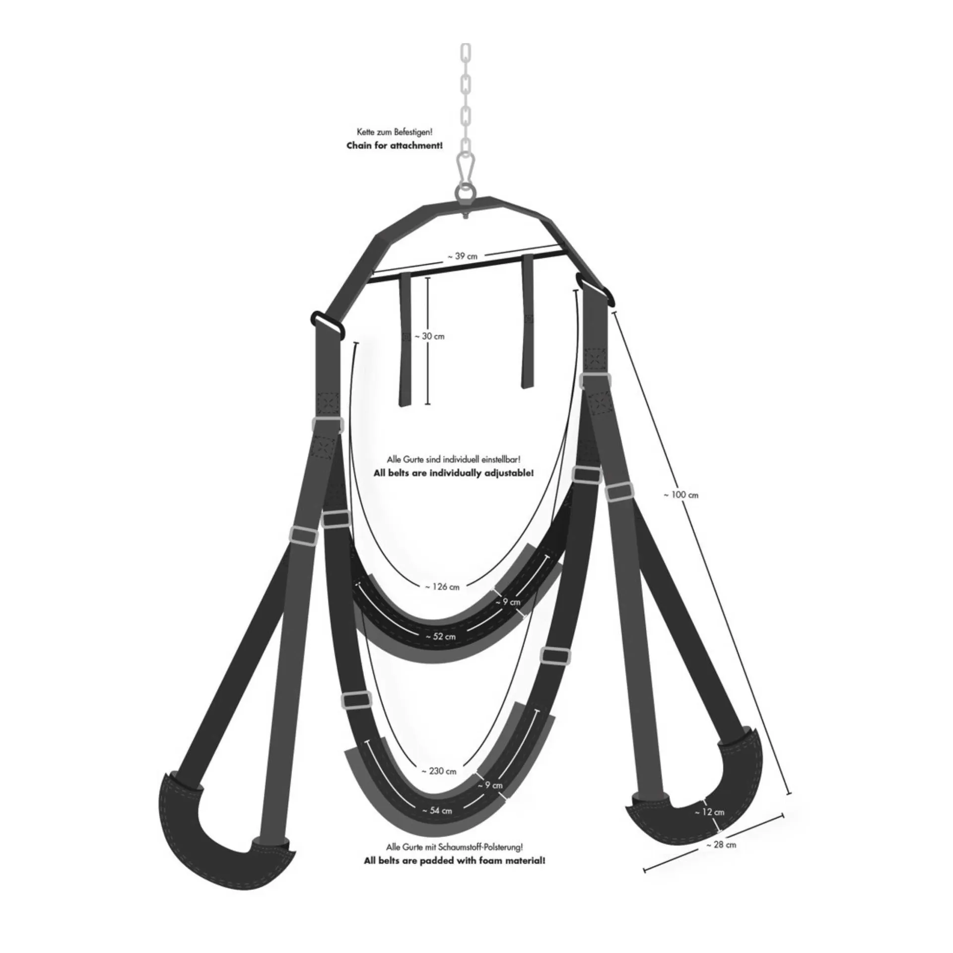 Liebesschaukel "Loveswing" plus Augenmaske & Peitsche bis 100kg – Bild 4