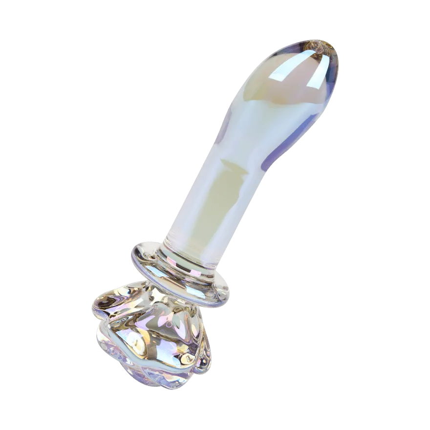 Glas-Analplug mit rosenförmiger Basis, 14,2 cm Glas-Analplug mit rosenförmiger Basis, 14,2 cm