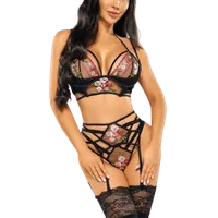 Dessous Set mit Blumenmuster 3tlg. Dessous Set mit Blumenmuster 3tlg.