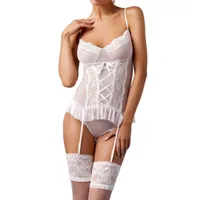 Strapshemd mit Schnürung, Spitze und Rüschen plus String Strapshemd mit Schnürung, Spitze und Rüschen plus String