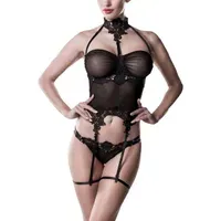 Erotisches Dessous-Set mit Strapshaltern, 2 tlg. Erotisches Dessous-Set mit Strapshaltern, 2 tlg.