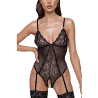 Ouvert Body mit Spitze und Tüll schwarz Ouvert Body mit Spitze und Tüll schwarz