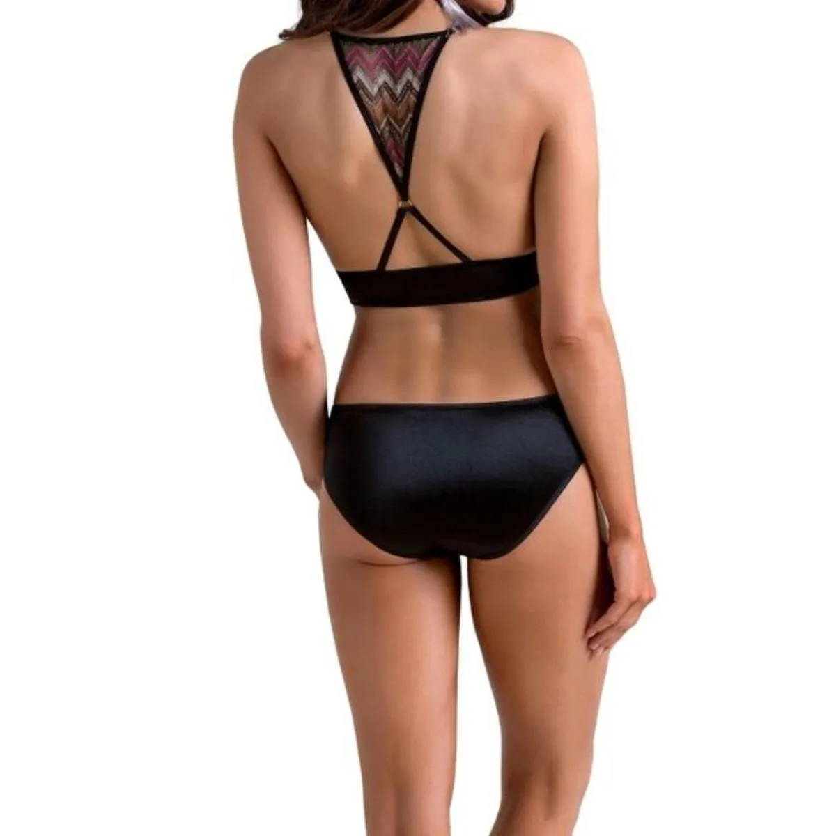 Bralette und Slip aus Satin mit Zick-Zack Muster – Bild 3