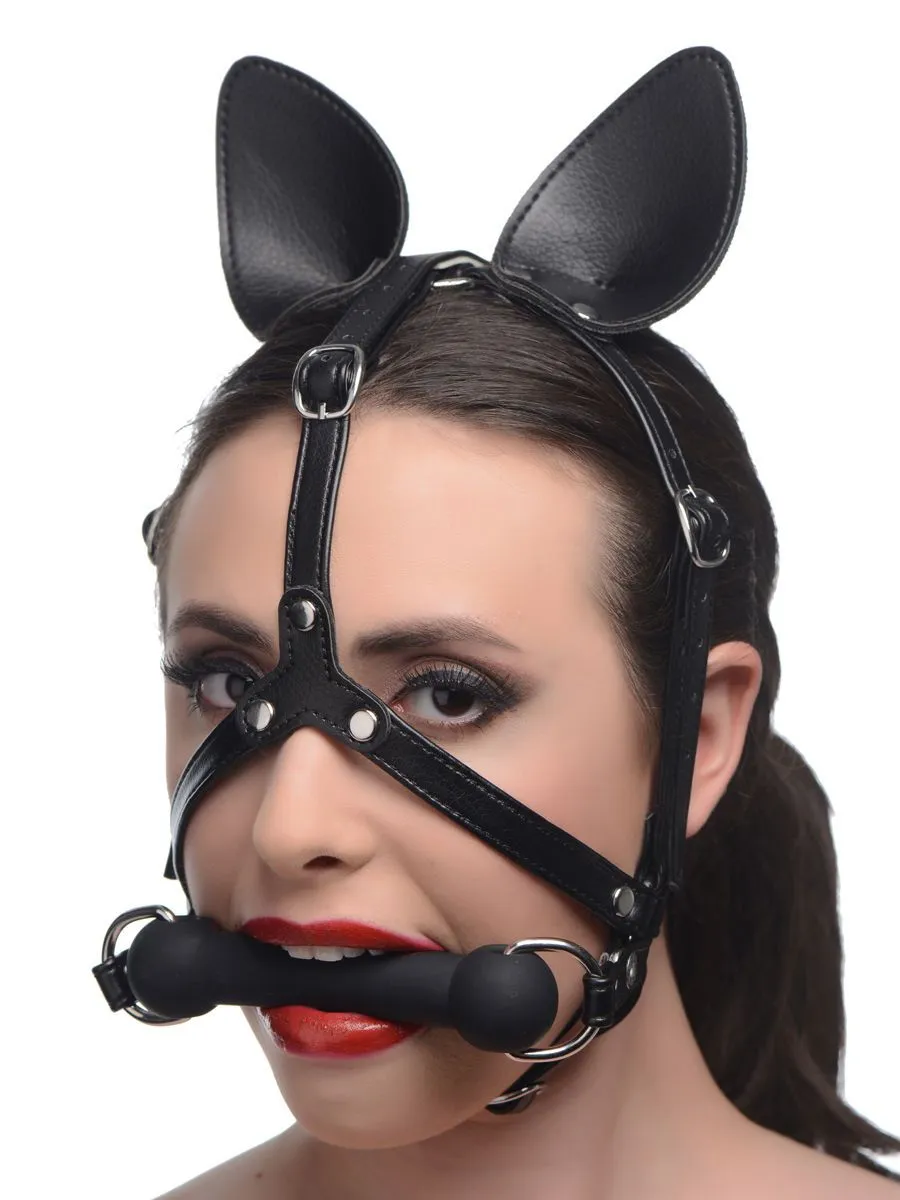 Master Series Dark Horse Pony Head: Kopf-Harness mit Knebel, schwarz Master Series Dark Horse Pony Head: Kopf-Harness mit Knebel, schwarz