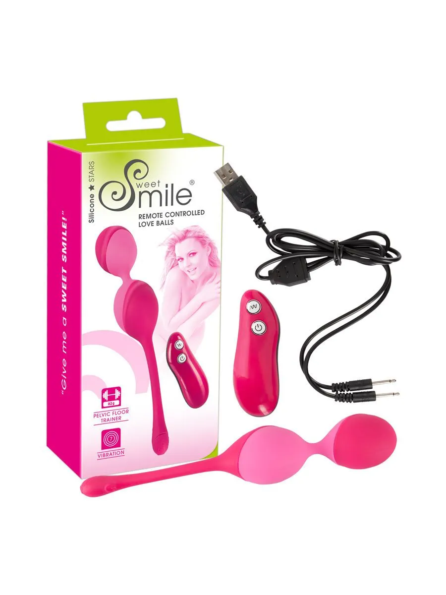 Sweet Smile Loveballs: Vibro-Liebeskugeln mit Fernbedienung, rot/rosa Sweet Smile Loveballs: Vibro-Liebeskugeln mit Fernbedienung, rot/rosa