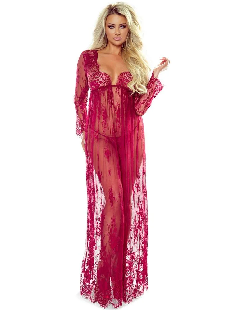 Provocative So Elegant: Spitzen-Negligé, weinrot (L/XL) Provocative So Elegant: Spitzen-Negligé, weinrot (L/XL)