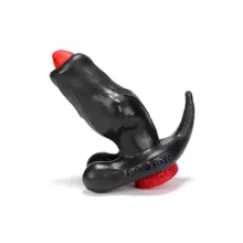 Oxballs Woof! Plug with Plunger: Silikon-Analtunnel mit Stopper, schwarz/rot Oxballs Woof! Plug with Plunger: Silikon-Analtunnel mit Stopper, schwarz/rot