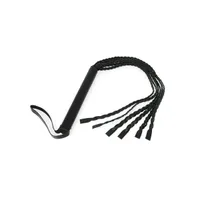 Lederpeitsche (75cm) mit 6 geflochtenen Riemen, schwarz Lederpeitsche (75cm) mit 6 geflochtenen Riemen, schwarz