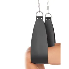 Leder-Bein-Hängefesseln mit D-Ringen, schwarz Leder-Bein-Hängefesseln mit D-Ringen, schwarz