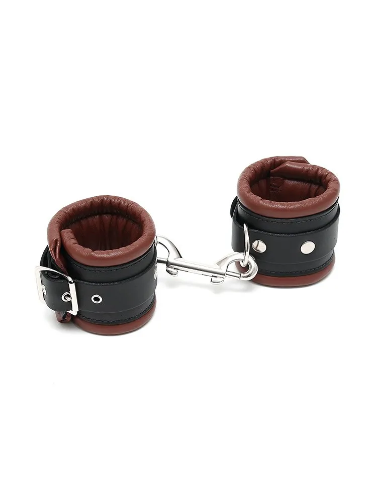 Leder-Fußfesseln gepolstert, braun/schwarz Leder-Fußfesseln gepolstert, braun/schwarz