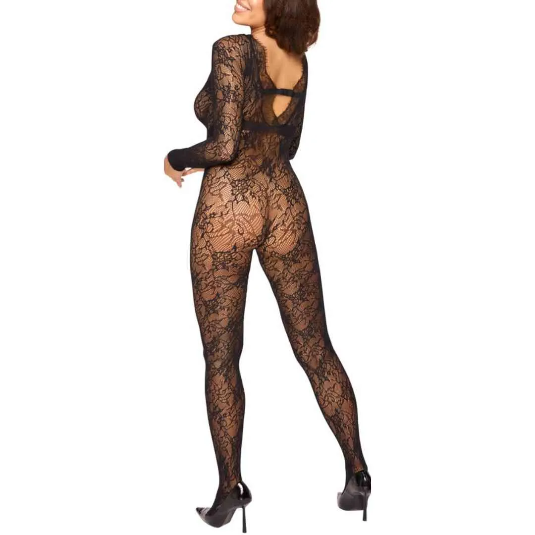 Langarm-Catsuit ouvert in Spitzenoptik – Bild 3