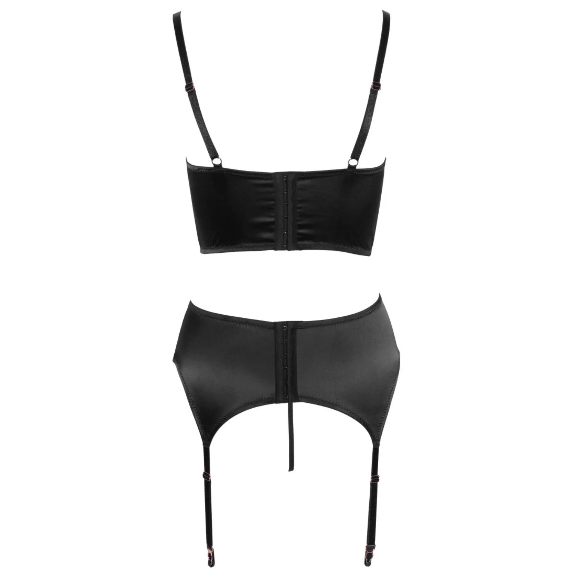 Gothic Dessous Set mit Hebe-BH, High Waist Slip und Strapsgurt – Bild 3