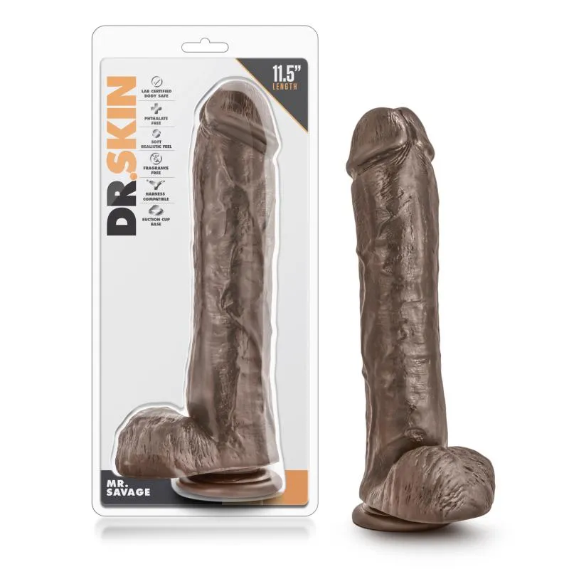Dr. Skin »Mr. Savage« Realistischer Dildo mit Saugnapf - 29,2 cm - Schokolade – Bild 5