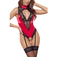 Ouvert-Body rot schwarz mit Spitze Ouvert-Body rot schwarz mit Spitze