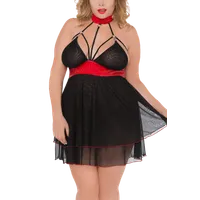 Neckholder Chemise aus Tüll Plus Size Neckholder Chemise aus Tüll Plus Size