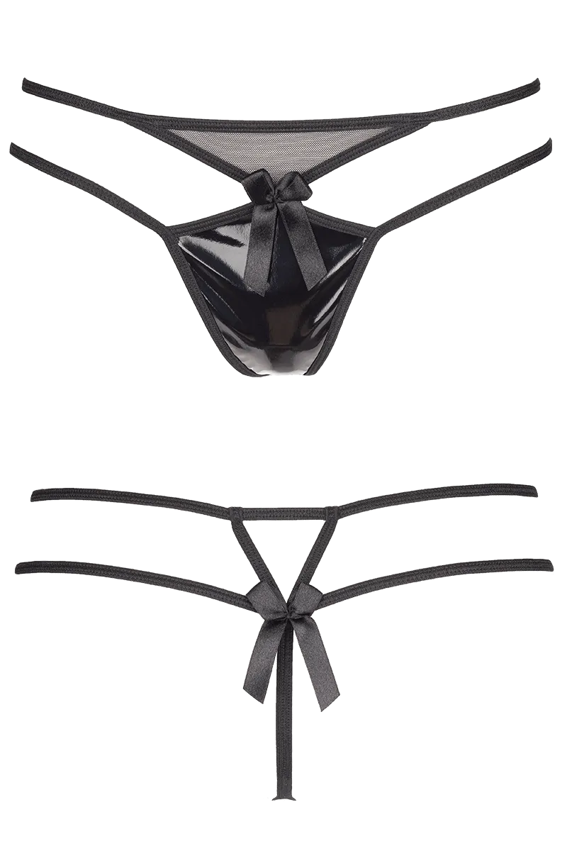 Plus Size String aus Wetlook und Tüll Plus Size String aus Wetlook und Tüll