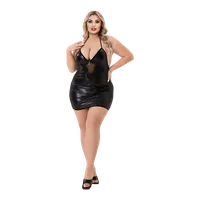 White Label - Wetlook & Mesh Mini Dress White Label - Wetlook & Mesh Mini Dress