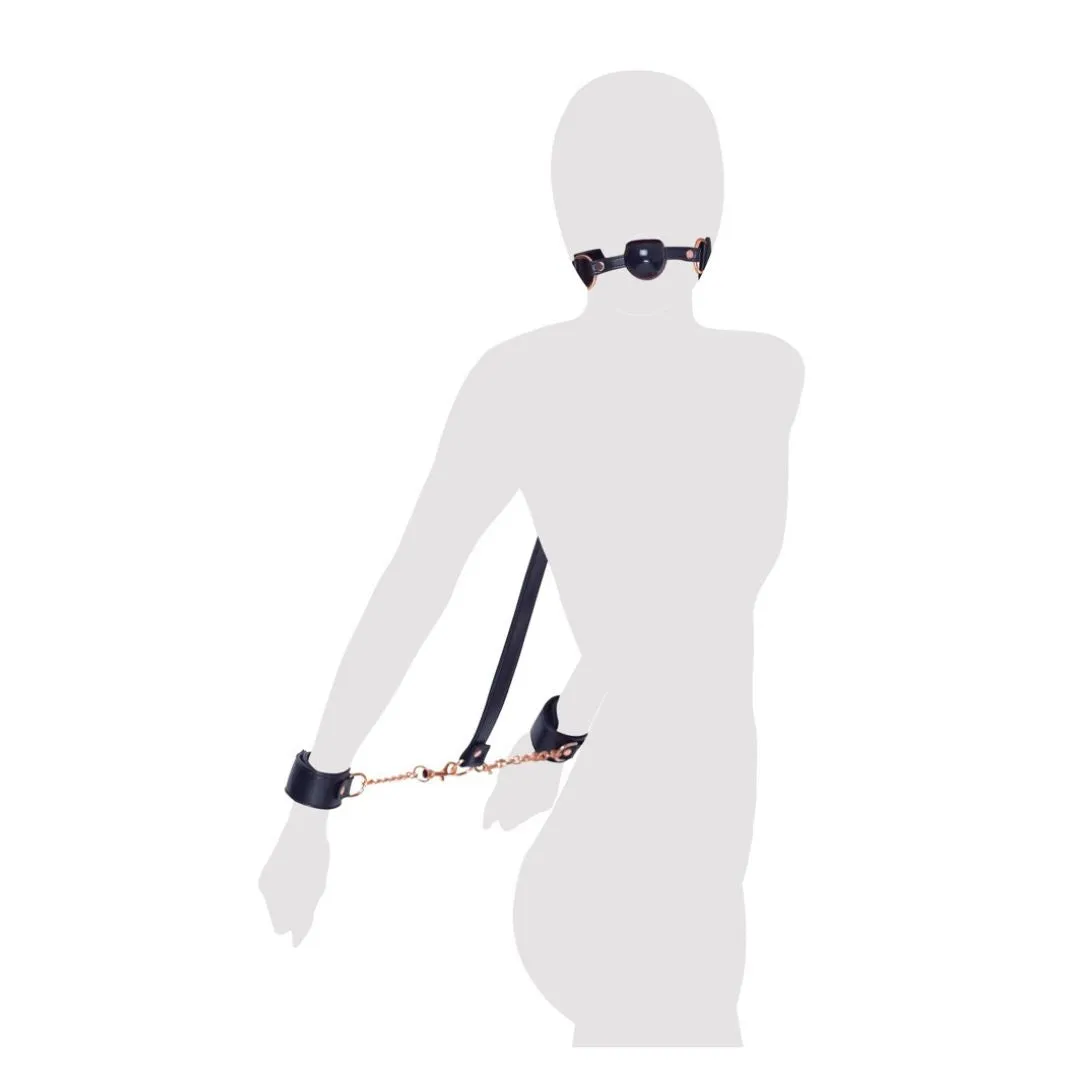 Handfessel plus Knebel mit Verbindungsriemen Handfessel plus Knebel mit Verbindungsriemen