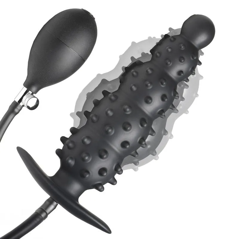 Master Series - Gerippter aufblasbarer Analdildo - Schwarz – Bild 2
