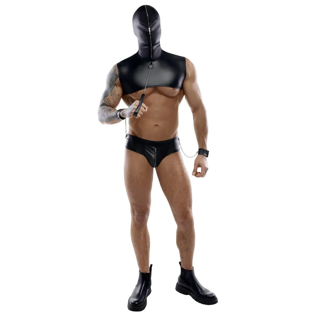 Top plus String mit Handfesseln und Leine Top plus String mit Handfesseln und Leine