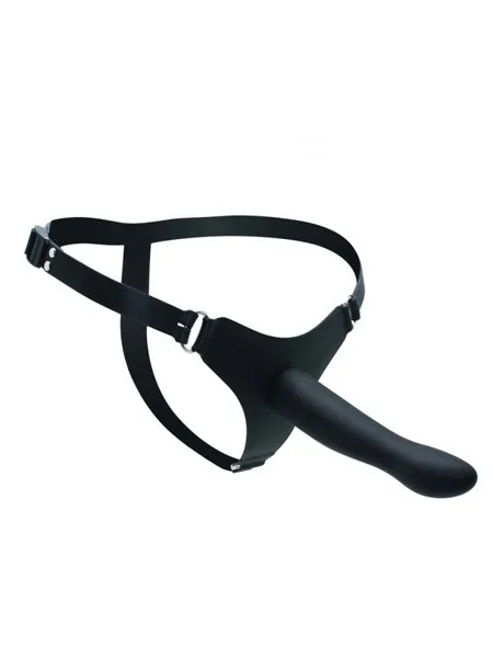 Silikon-Strap-On mit glattem Dildo (16cm), schwarz Silikon-Strap-On mit glattem Dildo (16cm), schwarz