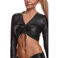 Wetlook Top in schwarz mit Schnürung Wetlook Top in schwarz mit Schnürung