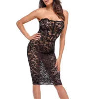 Schulterfreies Spitzen-Kleid Schulterfreies Spitzen-Kleid