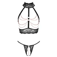 Ouvert-Set mit Top und String mit Samtbändern Ouvert-Set mit Top und String mit Samtbändern