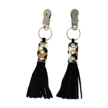 Nippelklemmen mit Velourlederfransen, leo Nippelklemmen mit Velourlederfransen, leo