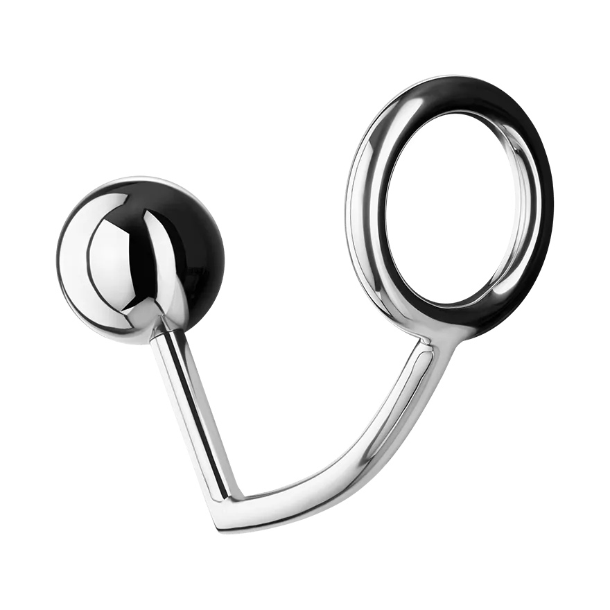 Metall-Penisring mit Analdildo, M, 4,5 cm Metall-Penisring mit Analdildo, M, 4,5 cm