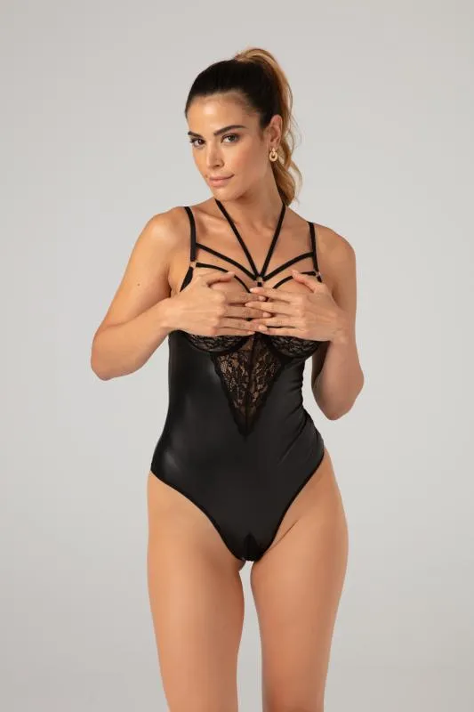 Christine - Crotch-/Cupless Wetlook Teddy Gemma - Schwarz Christine - Crotch-/Cupless Wetlook Teddy Gemma - Schwarz