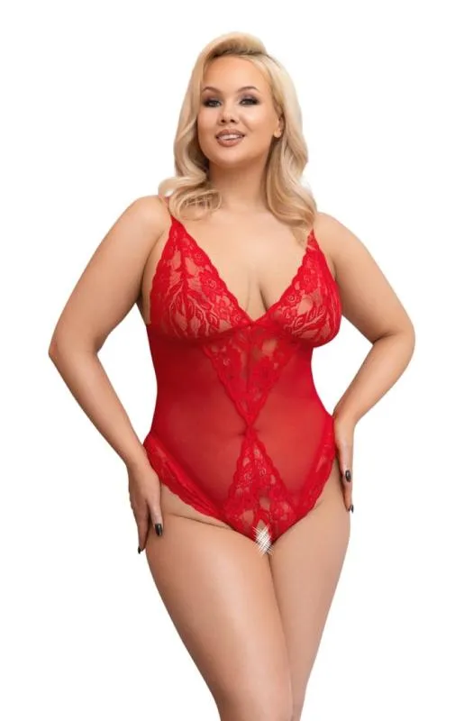 Bodysuit mit offenem Schritt - Rot Bodysuit mit offenem Schritt - Rot