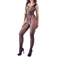 Catsuit ouvert aus Netz mit eingewebtem Spitzen-Body Catsuit ouvert aus Netz mit eingewebtem Spitzen-Body