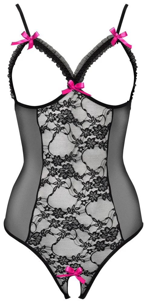 Body ouvert aus Powernet mit Spitze – Bild 4